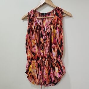 Karen Kane Vibrant Pink and Orange Sleeveless Blouse